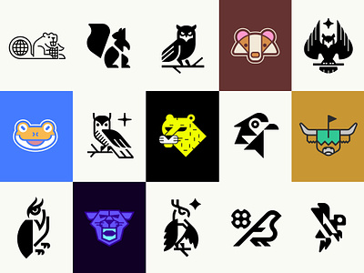 Logo Collection - Animals 5 animal badger beaver bee brand cattle cheetah collection frog logo owl panther pheasant roundup sparrow squirrel theme work