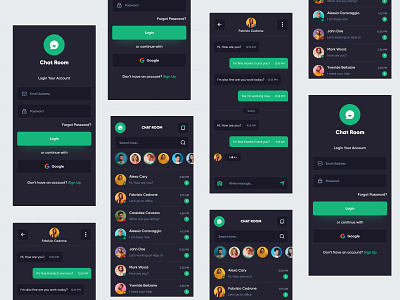 Chat App Design - Dark UI ajendra sutariya app design chat app chat app design chat app ui design chat application conference app design creative design design figma figma design ui ui design ux ux design