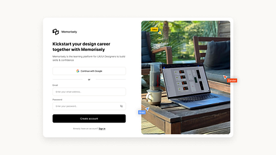 Daily UI #001 - Memorisely Sign up clean concept daily inspiration log in memorisely modal popular register sign up ui ui design