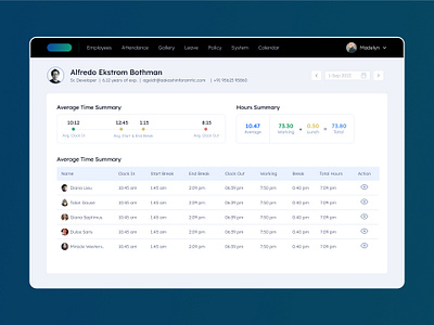 Time Summary grid design product design software design uiux design