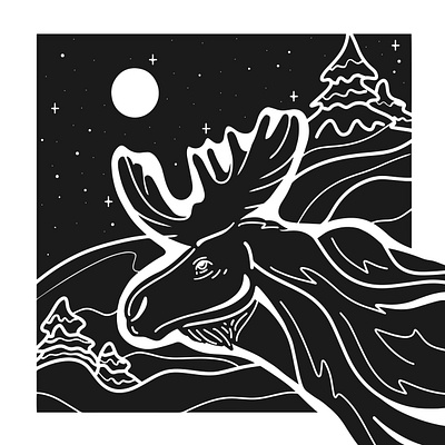 moose in Siberia illustration