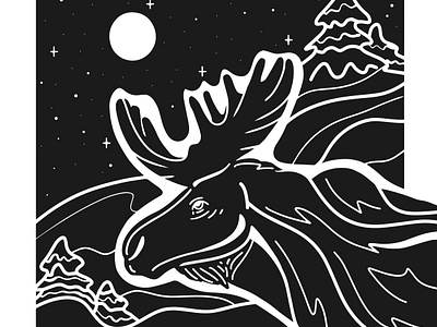 moose in Siberia illustration