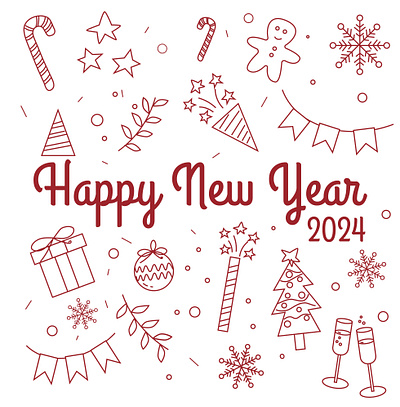 Happy New Year 2024 abstract card christmas cute design illustration new newyear vector
