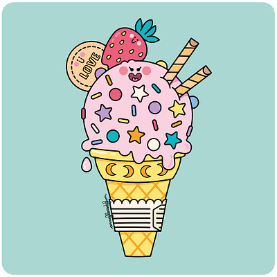 Sprinkles, The Happy ice creams crew 2d artist character design cookie cute daw design digital digital illustration drawing food graphic design happy ice cream illustration illustrator kawaii logo strawberry vector