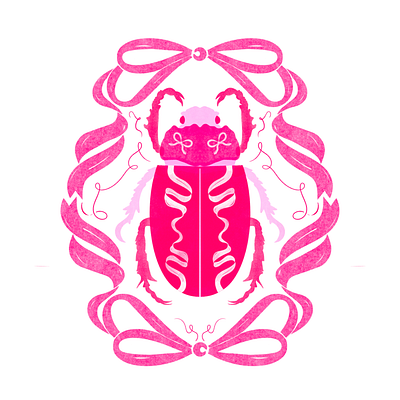 A beetle boi that’s perfectly pink digital painting illustration illustrator risograph