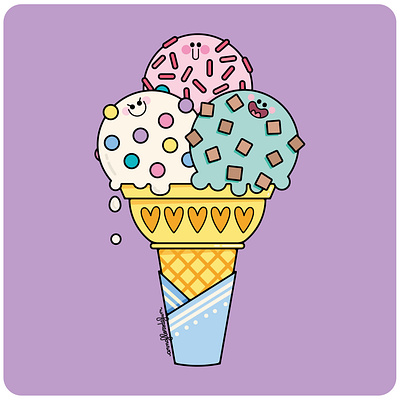 Scoops, The Happy ice creams crew 2d artist character design chocolate cone cute design digital illustration drawing food graphic design happy ice cream illustration illustrator kawaii logo mint painting vector