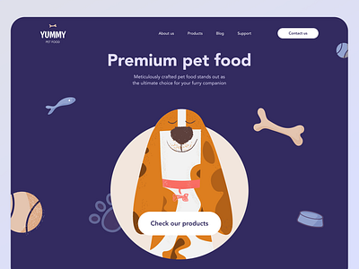 Website for Yummy Pet Food branding colour design graphic design illustration logo minimal ui web