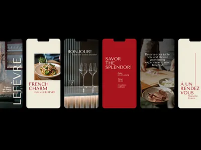 Social media design. French restaurant - Lefèvre brand brand design branding contemporary design eye catching food french graphic design identity instagram logo minimalistic modern negative space restaurant social media stories trendy visual