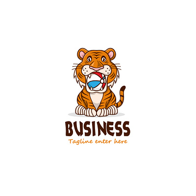 Tiger KIDS PLAY animal ball cartoon design kids logo tiger vector