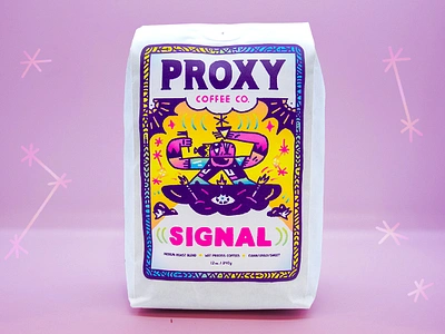 Proxy Coffee: Signal Blend branding coffee cute fun haener illustration magic packaging pink weird