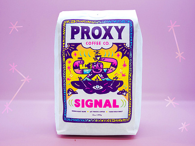 Proxy Coffee: Signal Blend branding coffee cute fun haener illustration magic packaging pink weird