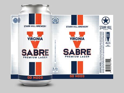 UVA Sabre Premium Lager 16oz Can beer beer can beer label branding design graphic design logo vector