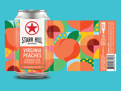 Virginia Peaches American Wheat Ale 12oz Can beer beer can beer label branding design graphic design illustration vector