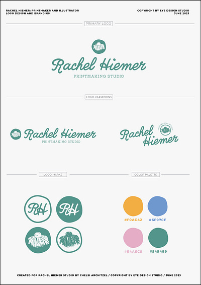 Rachel Hiemer Printmaking Studio artist logo bespoke logo brand design brand identity illustration logo design