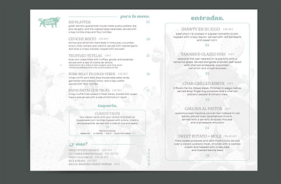 ETB Elevated Dinner fancy menu layout design menu design mexican restaurant print design taco menu