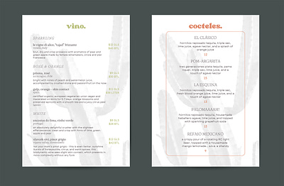 ETB: Cocktail & Wine Menus cocktail menu graphic design layout design menu design print design restaurant menu taco restaurant wine menu