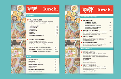 ETB: Lunch Menu design layout design menu design mexican restaurant print design restaurant taco restaurant