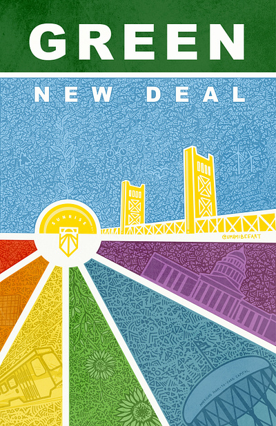 Green New Deal city colorful design drawming graphic graphic design green new deal