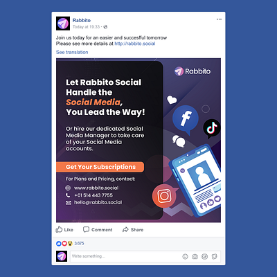 Facebook post design for Rabbito branding campaign facebook freelancer graphic design instagram marketing posting social media