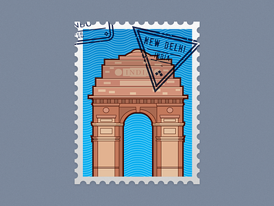World City Series: India Gate creativity flat illustration india indiagate ivanmisic newdelhi postage stamps worldcities