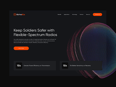 EchoICs Homepage Design animation branding dark mode design hero ix landing orange spectrum ui video