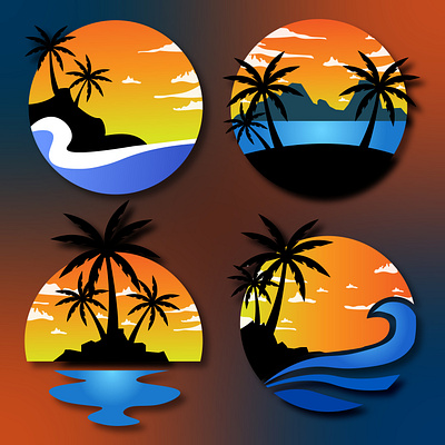 Sunset beach design graphic design illustration logo sea sunset