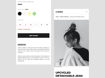 La Chemise — Clothing Brand Design Exploration, Mobile View. clean clothing commerce ecommerce exploration fashion minimal mobile design style trending ui design ui ux ux design