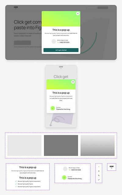 Popup / Modal UI Pack from Component Collector card component design figma modal odw ui