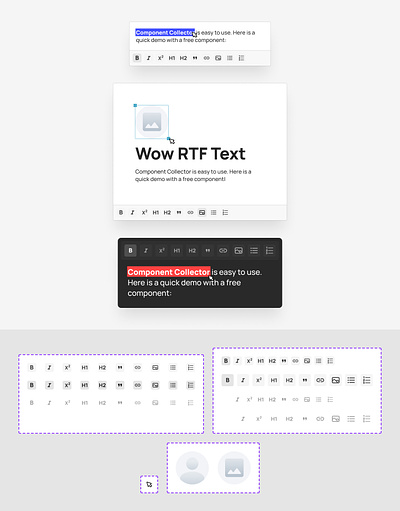 RTF / WYSIWYG Text Styling from Component Collector component design figma input odw rtf text type ui