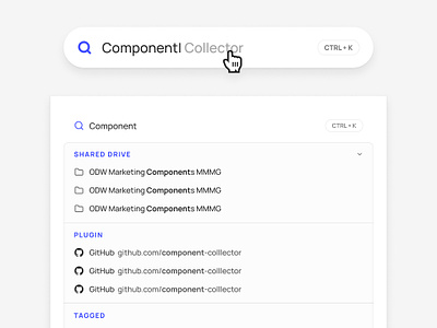 Search: Modal / Command Menu from Component Collector command component design dropdown figma files icons odw search ui
