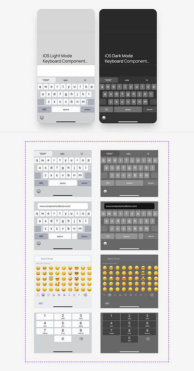 Apple iOS Keyboard UI from Component Collector apple component design figma keyboard odw ui