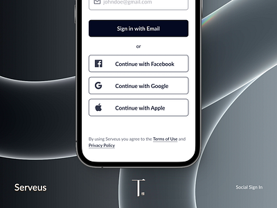 Social Sign In for Serveus - On Demand Service Provider App authenticatio clean mobile mobile design presentation presentation design product product design saas service provider shots social typography ui ui design ux ux design