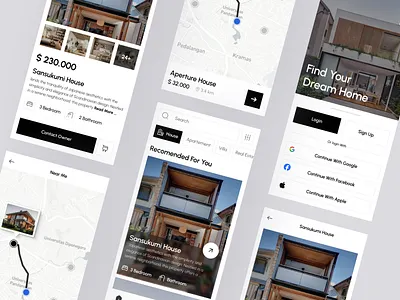 Homer - Real Estate Finder Mobile App animation apartement clean design design inspiration house landing page marketplace mobile app real estate saas simple design ui uiux web design