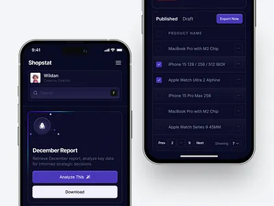 Product Sales Analytics - Dark Mode analytics app card dark mode dashboard mobile mobile app product profile responsive saas stat stats table data