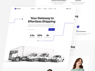 Pocaship - Shipment Landing Page 🚚 app design landing page logistic app logistics minimal shipment shipment app shipment landing page shipment website track tracking app ui ux web