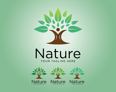 Vector tree nature logo design template man tree logo