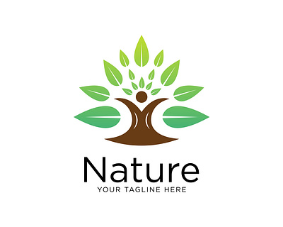 Vector tree nature logo design template man tree logo