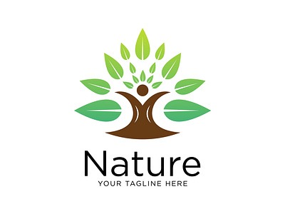 Vector tree nature logo design template man tree logo