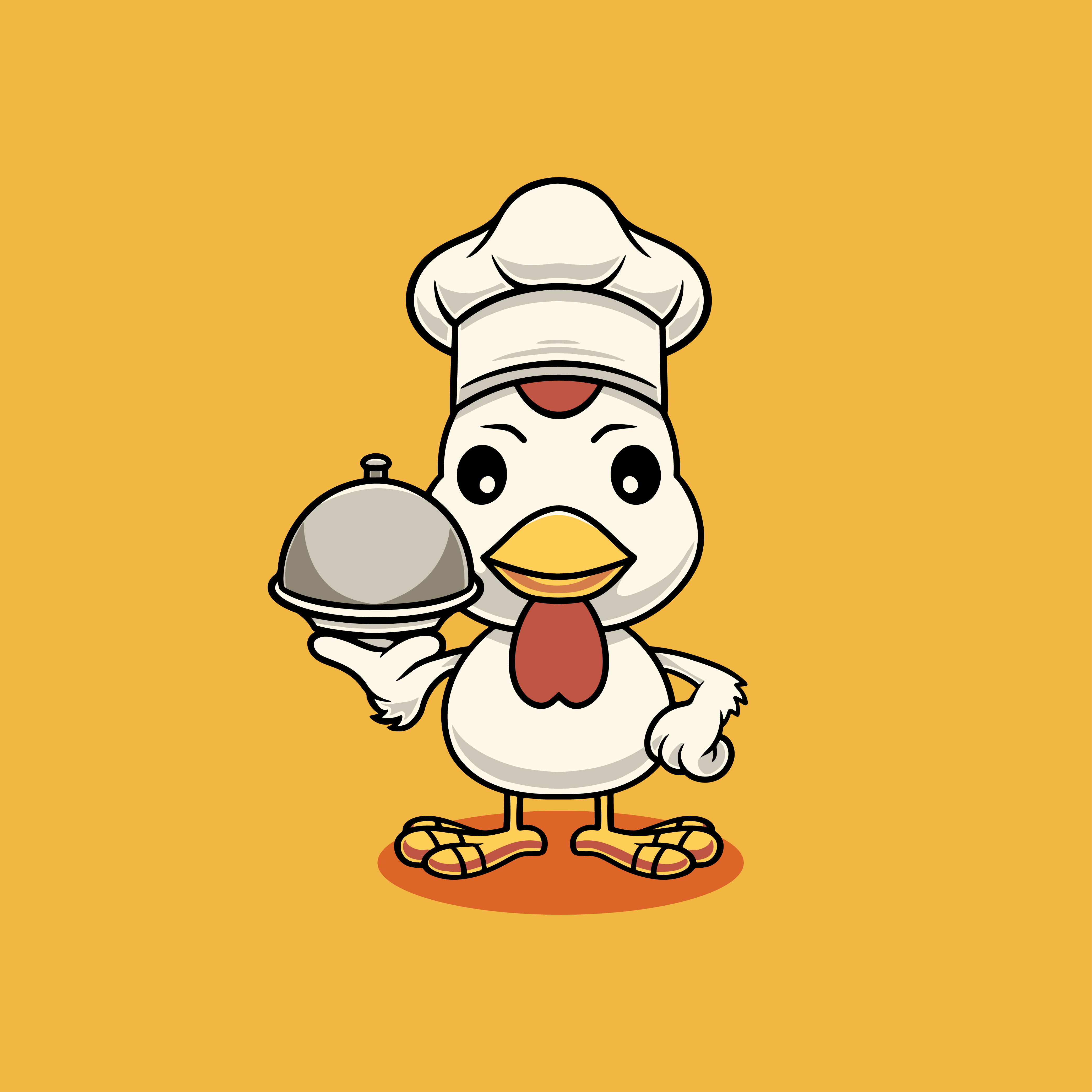 Cute chicken is a chef cartoon illustration restaurant