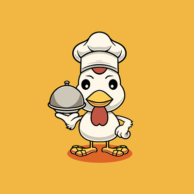 Cute chicken is a chef cartoon illustration restaurant