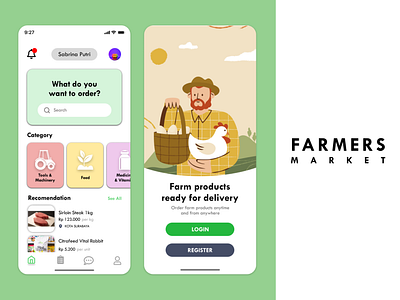 Online Store Mobile App Design: FARMER'S MARKET farmer mobile online shop product ui