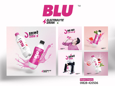 BLU Electrolyte Drink Branding: Promotional Design ads design blu blu electrolyte drink blu electrolyte drink bottle blu label design blu packaging design bottle bottle label design brand promotion brand visualization branding brandkits design agency graphic designer logo manipulation design post design promotional design social media design