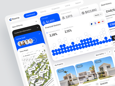 Rooma - Real Estate Dashboard building clean dashboard home house product design property real estate real estate agency real estate dashboard real estate design real estate ui recidence rent sell simple ui ux website