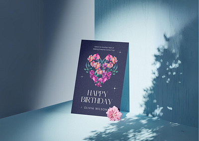 Dark Blue Colorful Flower Dynamic Birthday Poster biryhday branding canva canvatemplate design design graphic v designer dribble dynamic graphic graphic design instagram poster social media twitter