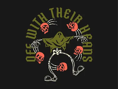 OFF WITH THEIR HEADS art branding design ghost graphic design halloween illustration skeleton skull spooky tattoo tshirt vector