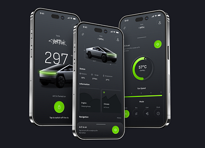 Tesla Cybertruk App UI Design app design automobile car cybertruck design electric car figma neomorphism tesla ui ux vehicle