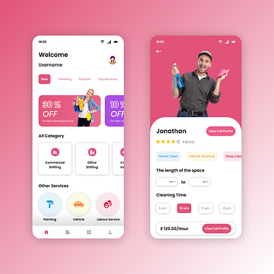 Home Cleaning Service Mobile App dailyui figma homecleaning mobileapp ui uidesign uiux ux uxdesign