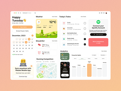 Habit Tracker @trackerui dashboard dashboardui habit habitdashboard habittracker habitui tracker ui uichallenge uidesign visual design