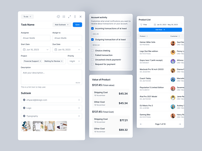Component | Space Design System business card dashboard design design system desktop input field kit metric card ofspace pagination product product design project managment saas table task task managment tick mark ui