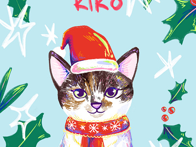 Christmas Theme 1 - Pet Portrait art cat cat illustration cat illustration gift idea cat lovers christmas color cute design digital art dog gift idea girlsart illustration merry christmas open commissions pet pet portrait procreate xmas